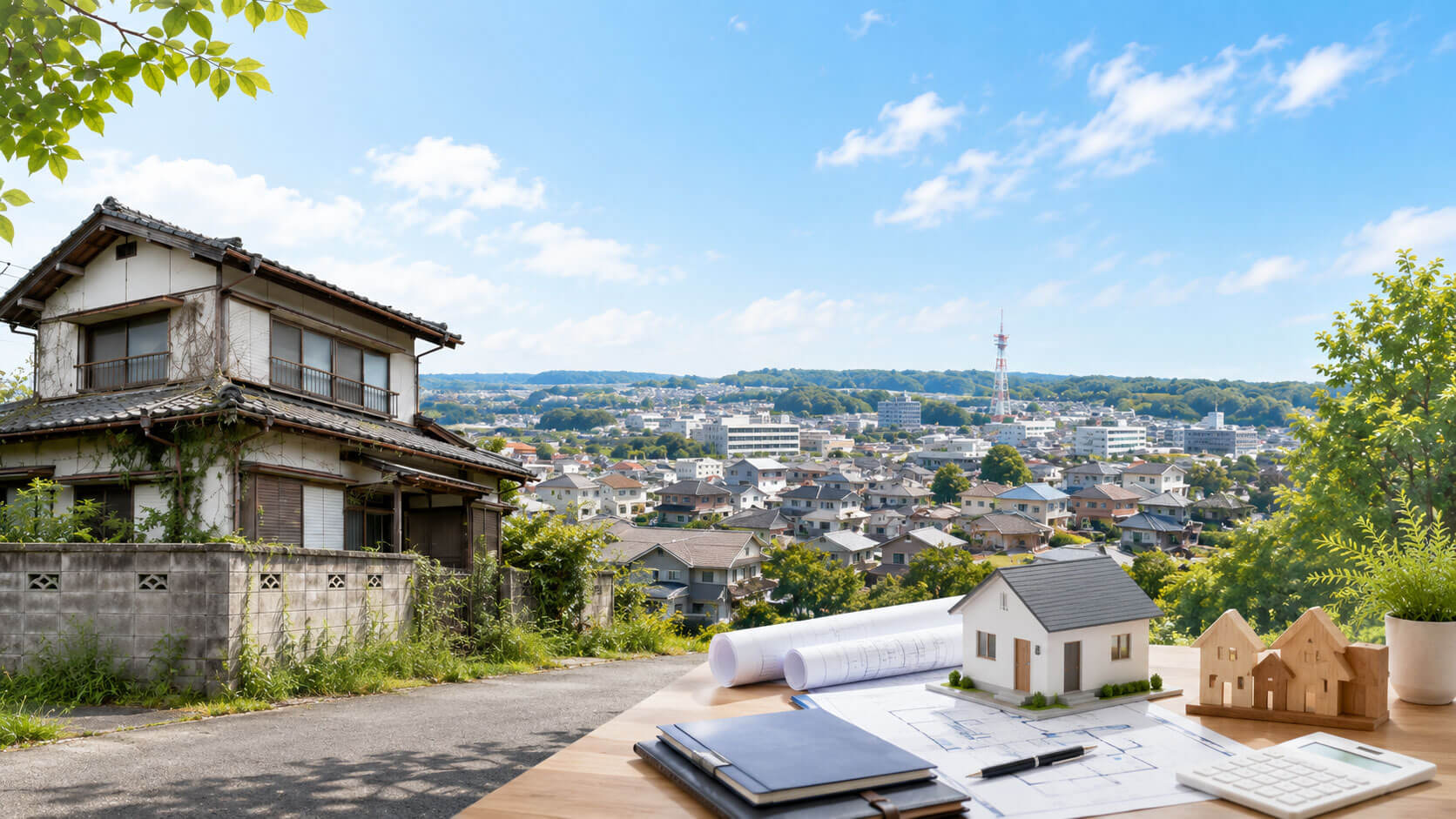 茂原市の空き家問題と住宅の管理・活用をイメージした街並み